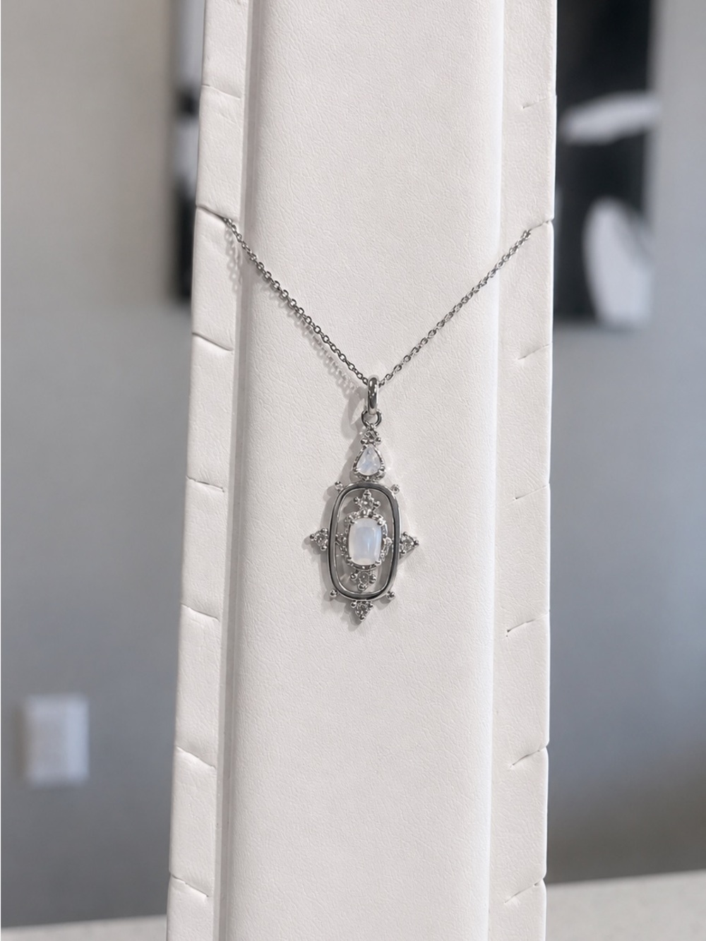 Bomb Party Silver White Opal Pendant Necklace